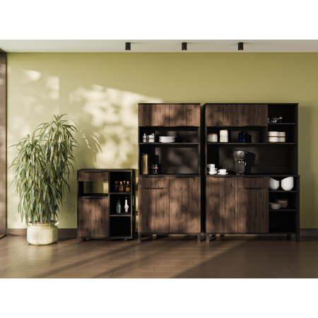 Bufet 80 cm MEGI kredens orzech okapi / czarny